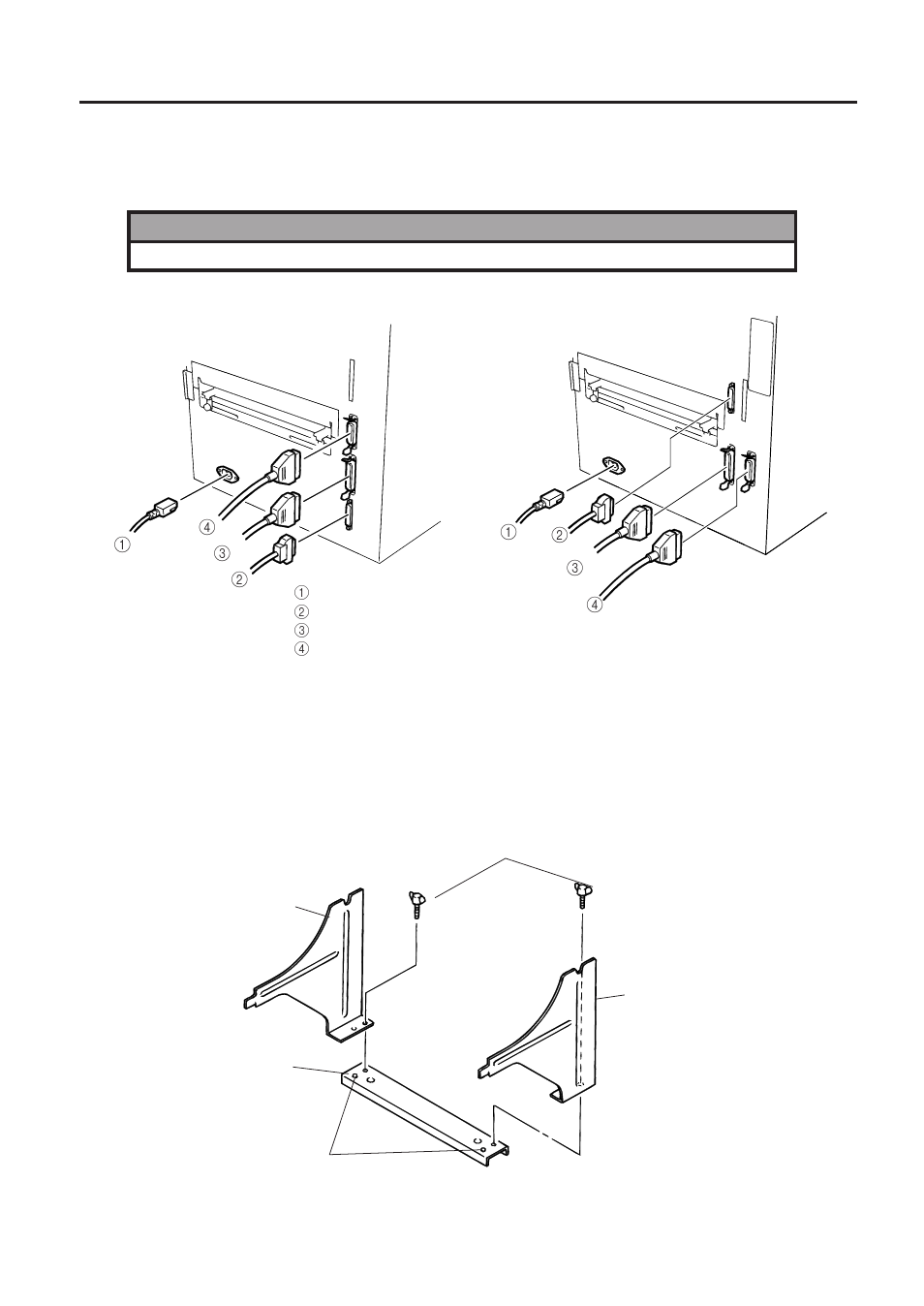 Instalacion de la impresora, Conexion de los cables, Instalacion del soporte de papel | 1 conexion de los cables, 2 instalacion del soporte de papel | Toshiba B-672-QP User Manual | Page 107 / 157