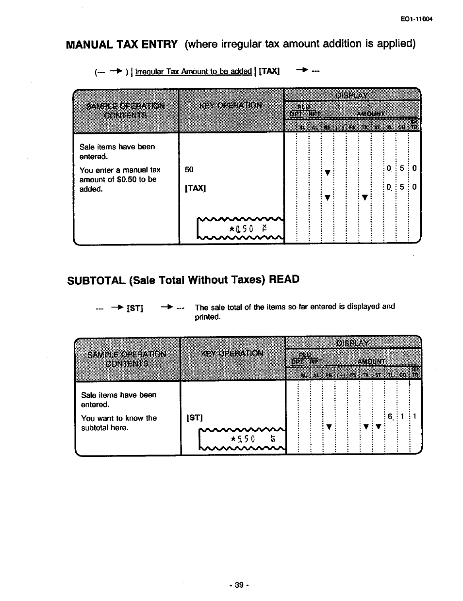 A50 p, Subtotal (sale total without taxes) read | Toshiba TEC MA-227-100 User Manual | Page 42 / 94