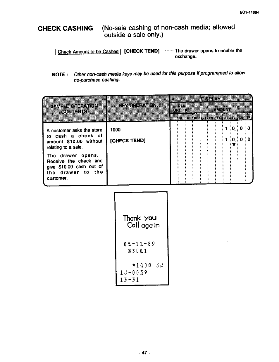 Check cashing | Toshiba TEC MA-227-100 User Manual | Page 50 / 94