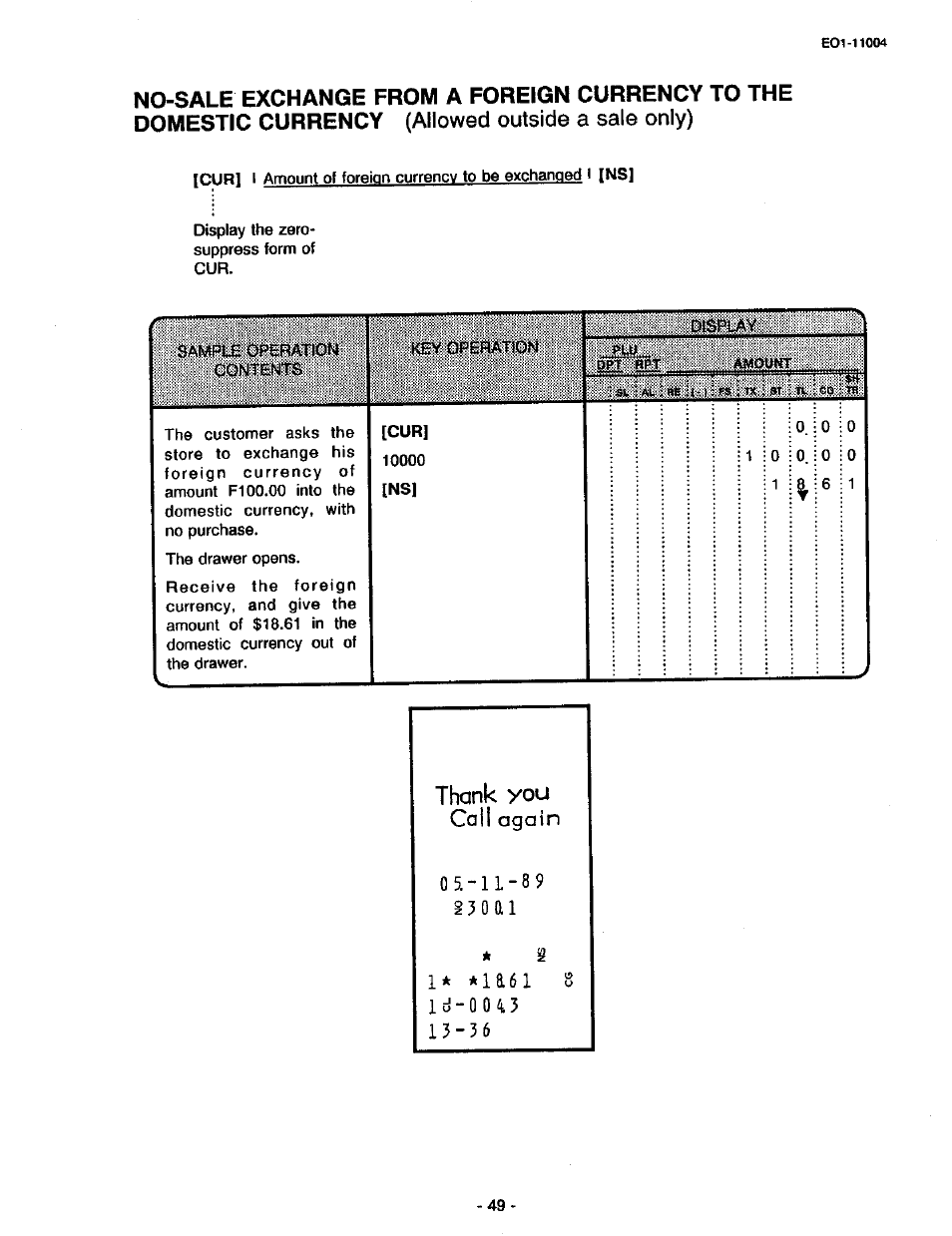 Call again, Ld-0045, 0 5 - 8 9 ijoai | Allowed outside a sale only) | Toshiba TEC MA-227-100 User Manual | Page 52 / 94