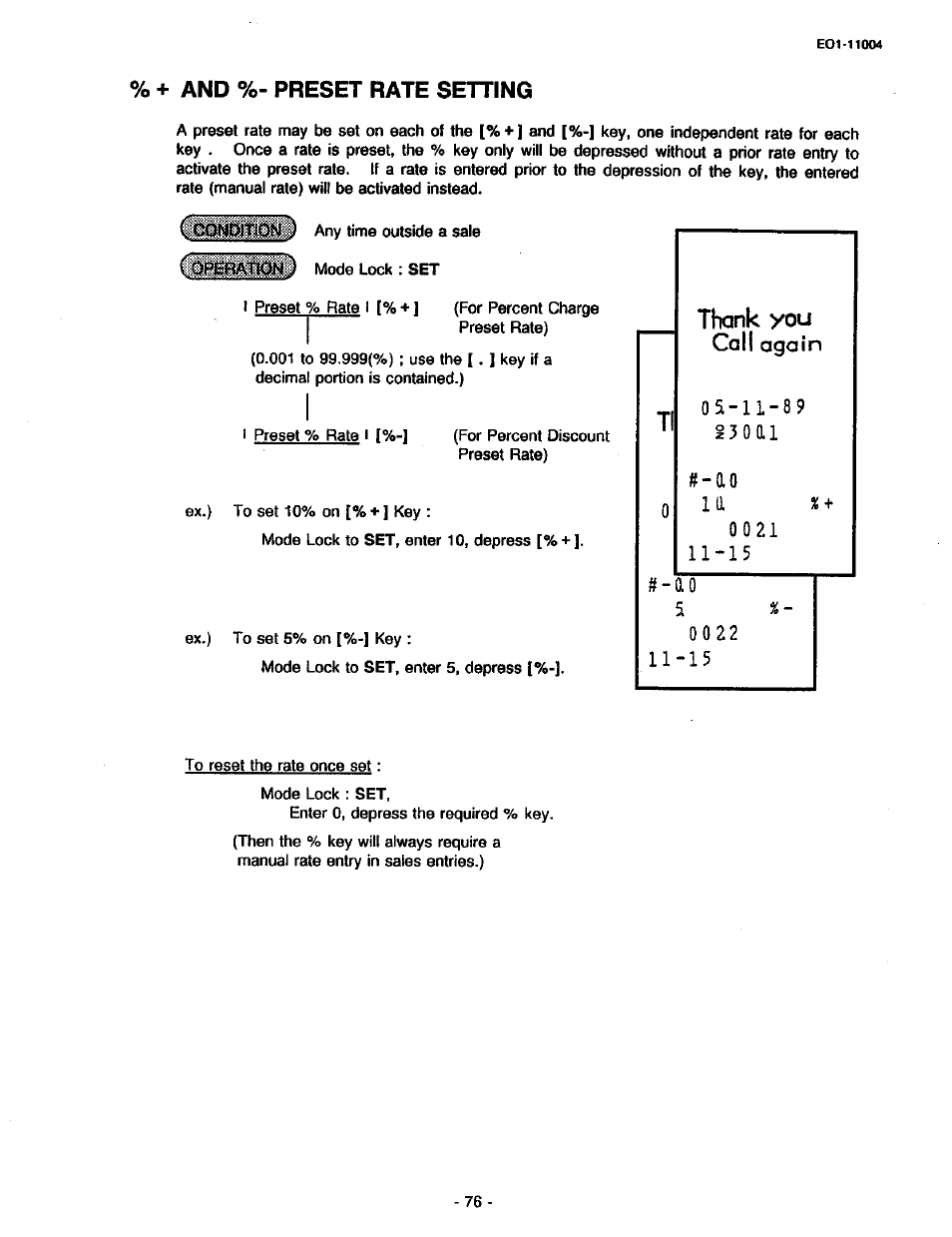 And %- preset rate setting | Toshiba TEC MA-227-100 User Manual | Page 79 / 94