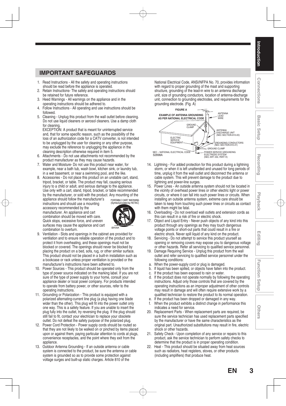 Important safeguards | Toshiba D-RW2SU User Manual | Page 3 / 48