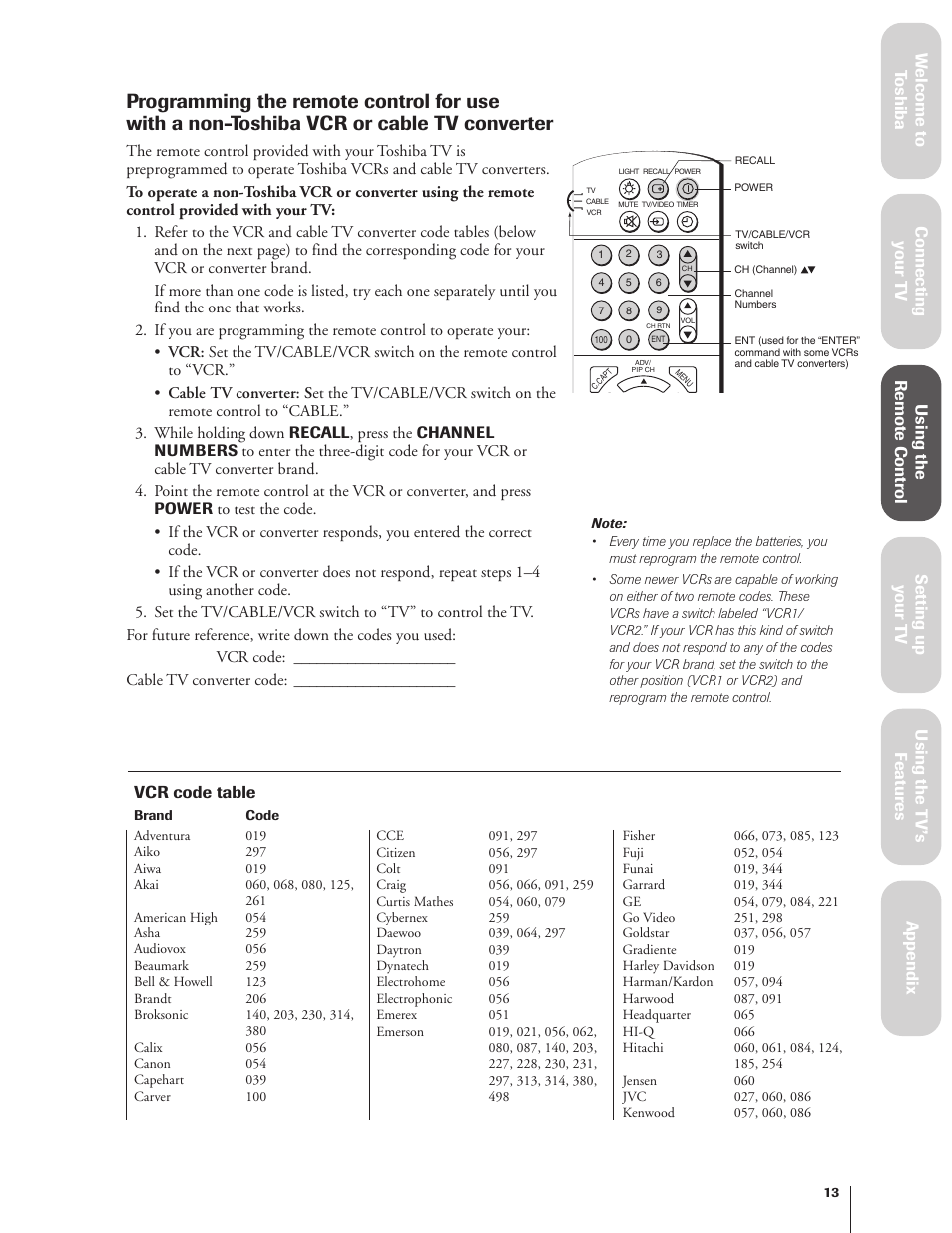 Toshiba 27AF62 User Manual | Page 13 / 41