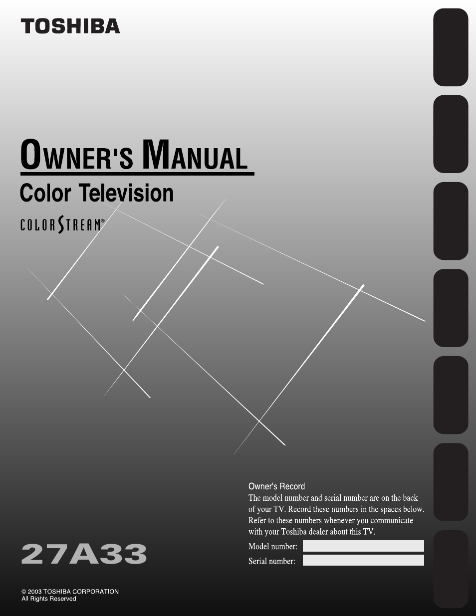 Toshiba 27A33 User Manual | 32 pages