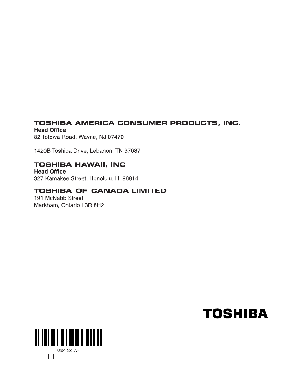 Toshiba 27A33 User Manual | Page 32 / 32