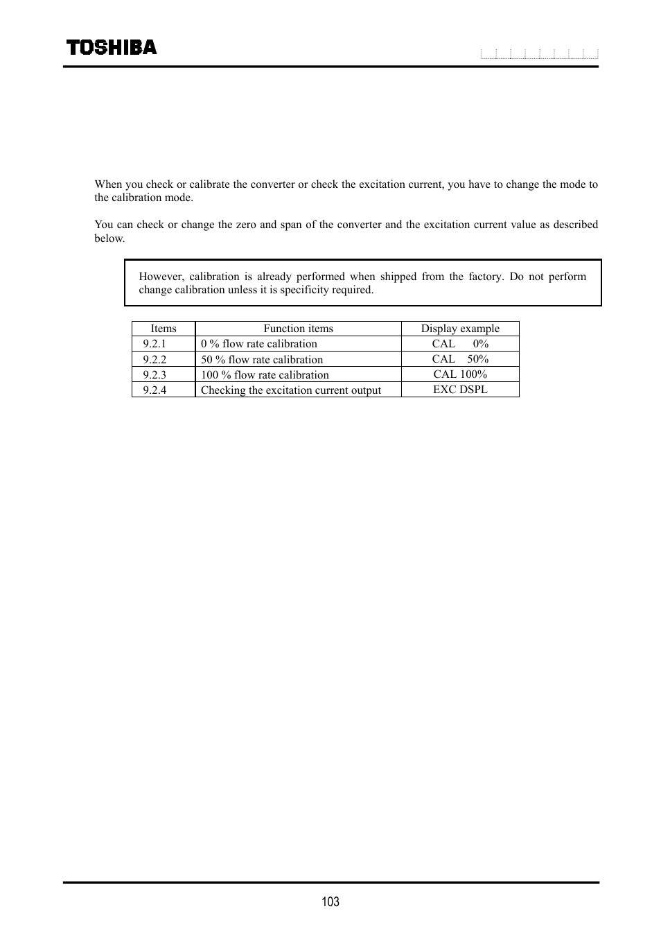 Mag-prover-calibration, 1 calibration items | Toshiba LF516 User Manual | Page 104 / 157