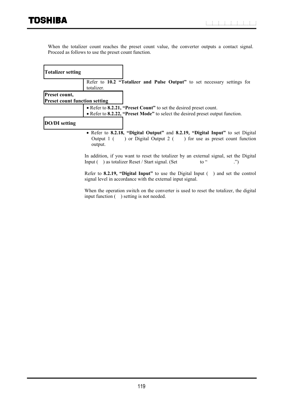 5 preset count function | Toshiba LF516 User Manual | Page 120 / 157