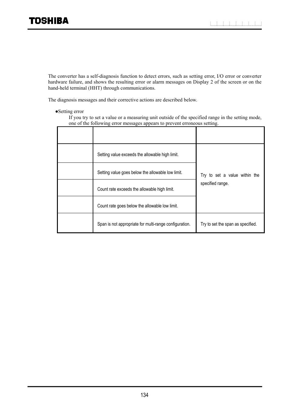 Self-diagnosis and alarms, 1 self-diagnosis | Toshiba LF516 User Manual | Page 135 / 157