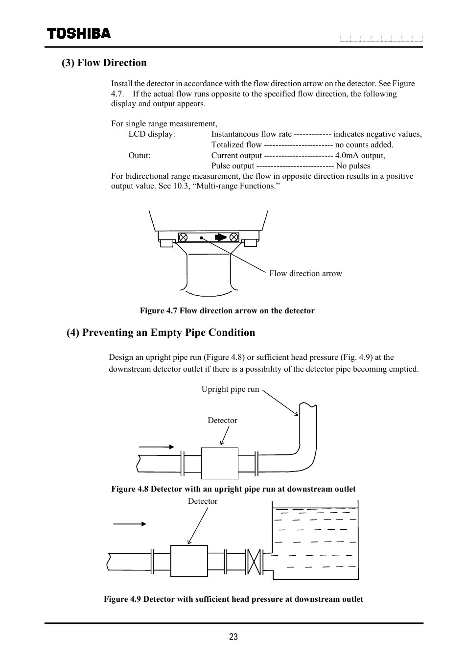 4) preventing an empty pipe condition | Toshiba LF516 User Manual | Page 24 / 157