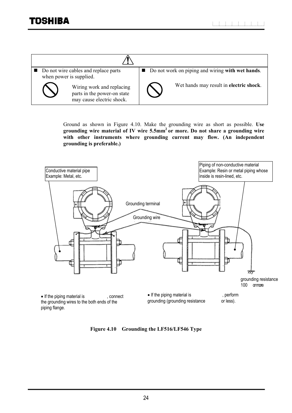 Caution, 4 grounding | Toshiba LF516 User Manual | Page 25 / 157