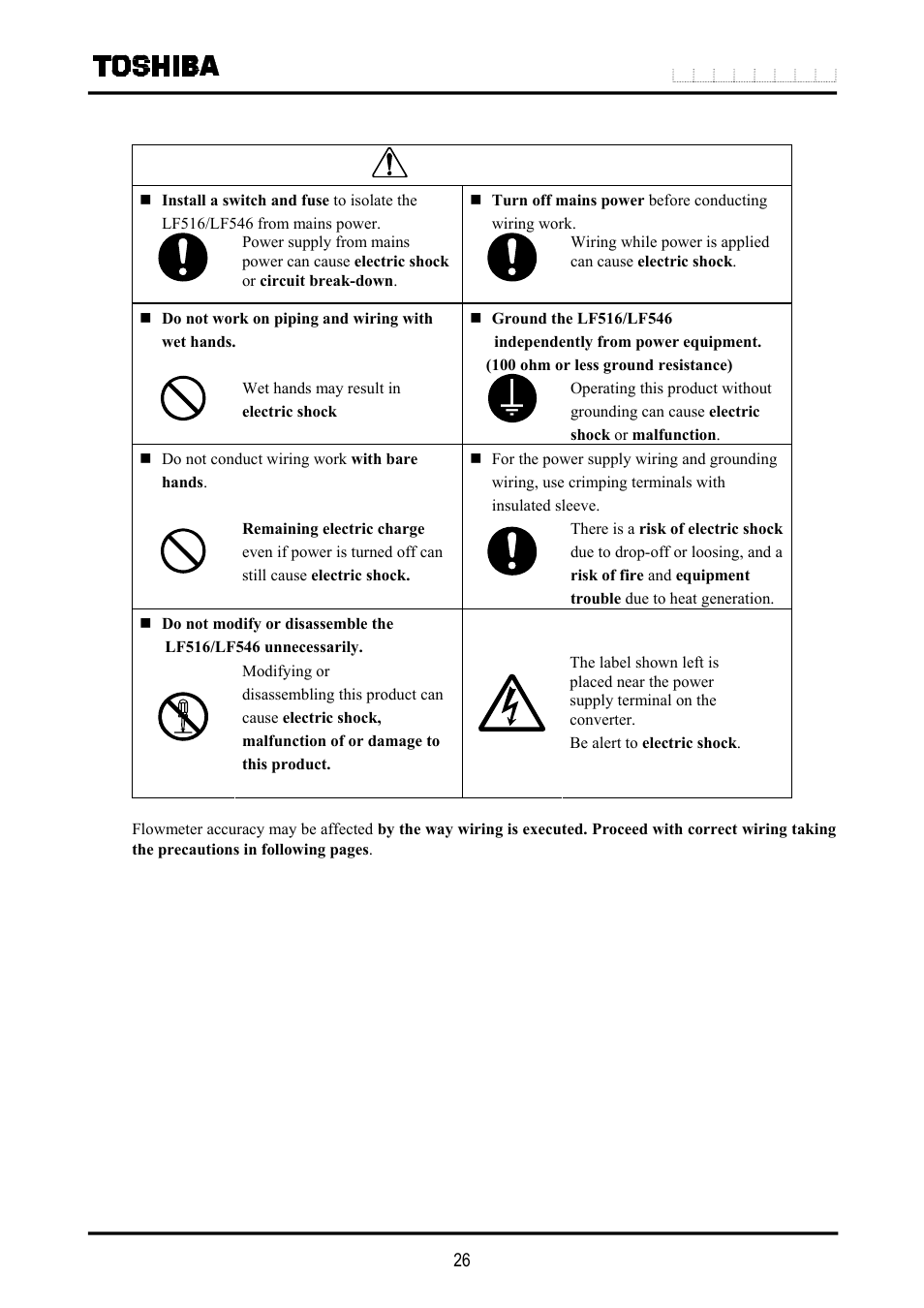 Caution | Toshiba LF516 User Manual | Page 27 / 157