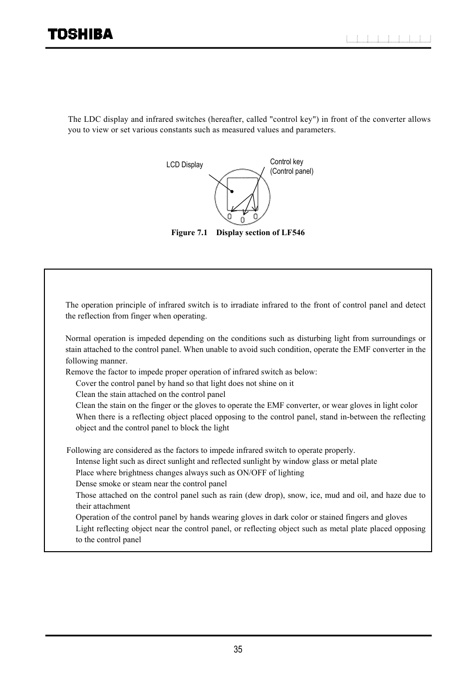 Lcd display and controls, Instructions | Toshiba LF516 User Manual | Page 36 / 157