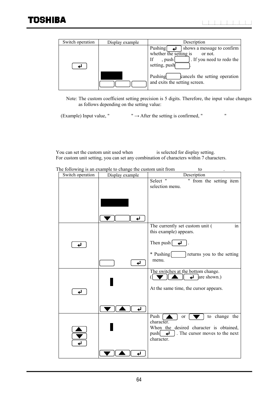 8 custom unit setting | Toshiba LF516 User Manual | Page 65 / 157