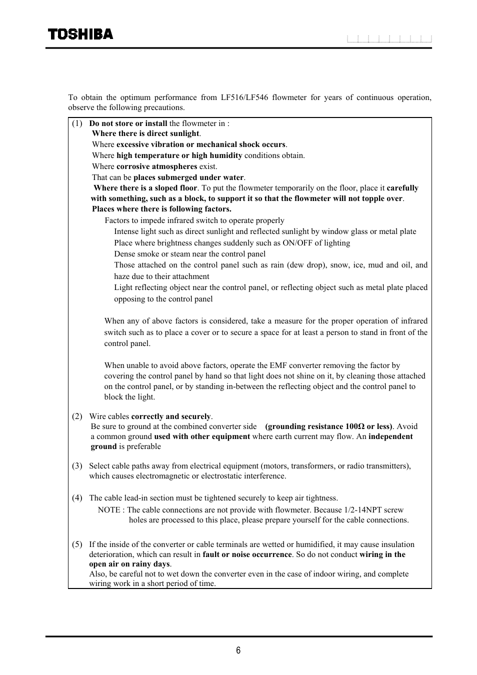 Handling precautions | Toshiba LF516 User Manual | Page 7 / 157