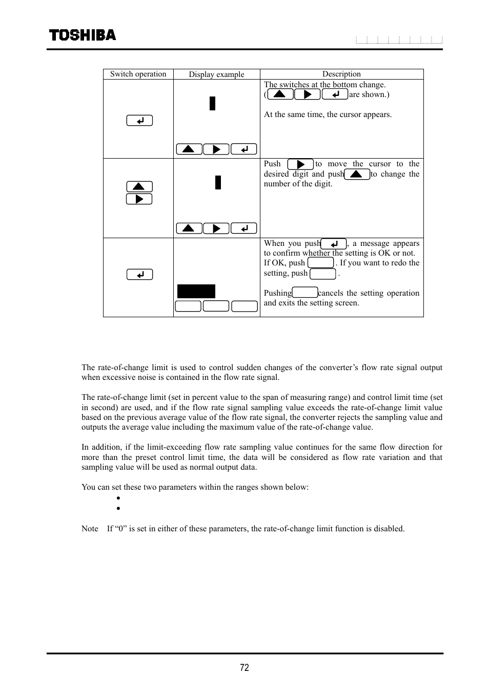 11 rate-of-change limit and control limit time | Toshiba LF516 User Manual | Page 73 / 157