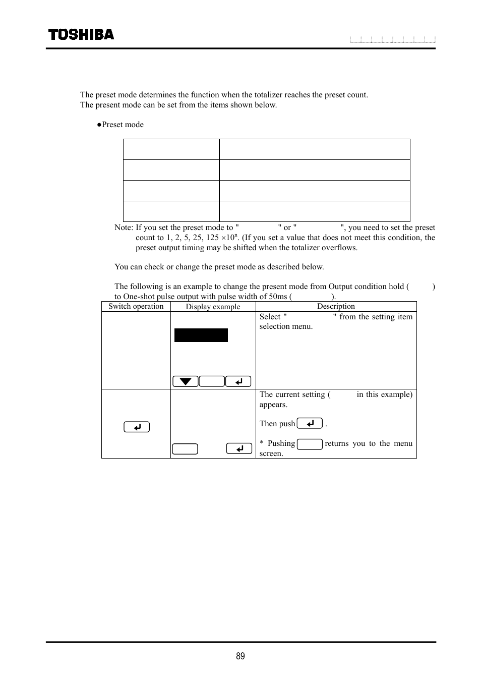 22 preset mode | Toshiba LF516 User Manual | Page 90 / 157