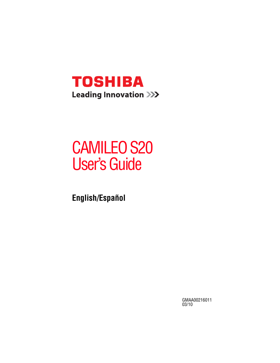 Toshiba Camileo S20 User Manual | 138 pages