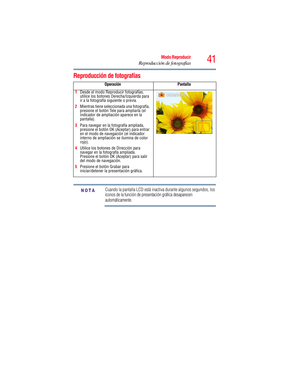 Reproducción de fotografías | Toshiba Camileo S20 User Manual | Page 110 / 138