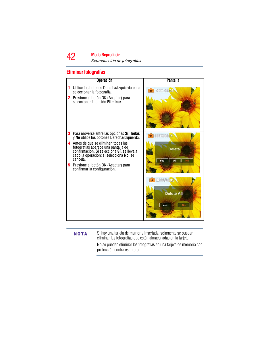 Eliminar fotografías | Toshiba Camileo S20 User Manual | Page 111 / 138