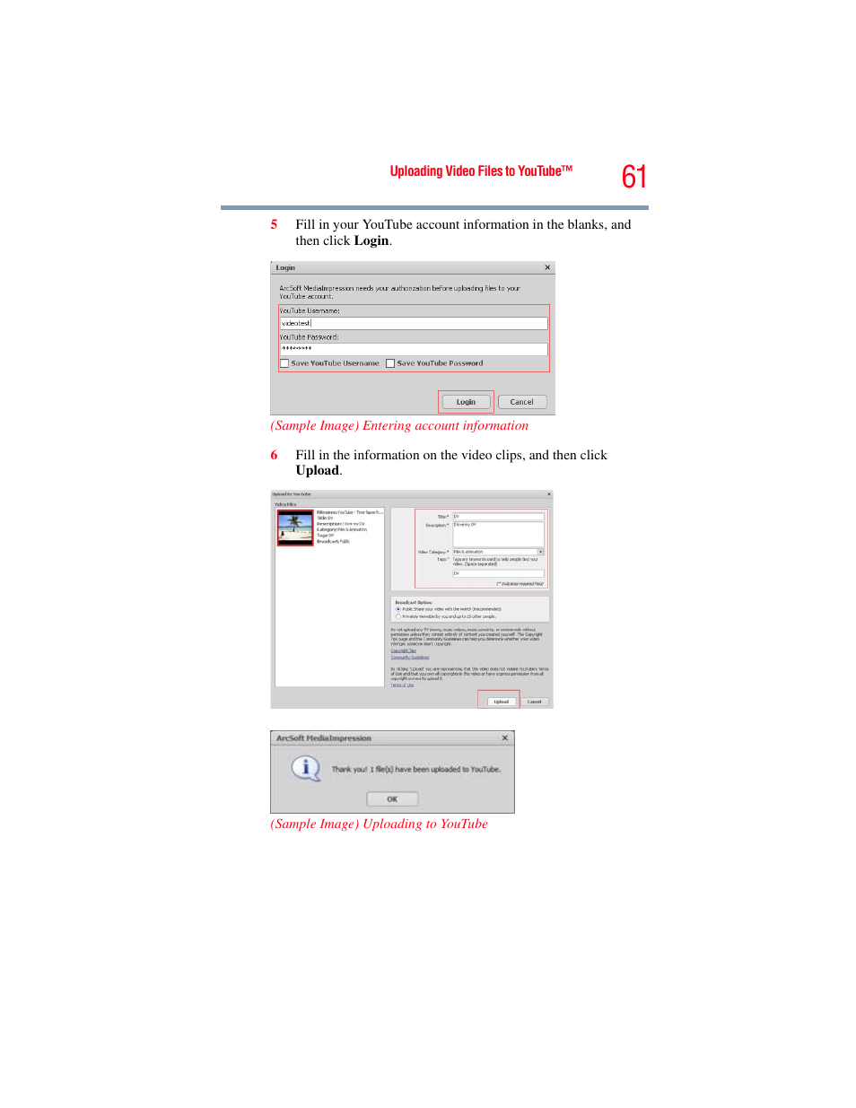Toshiba Camileo S20 User Manual | Page 61 / 138