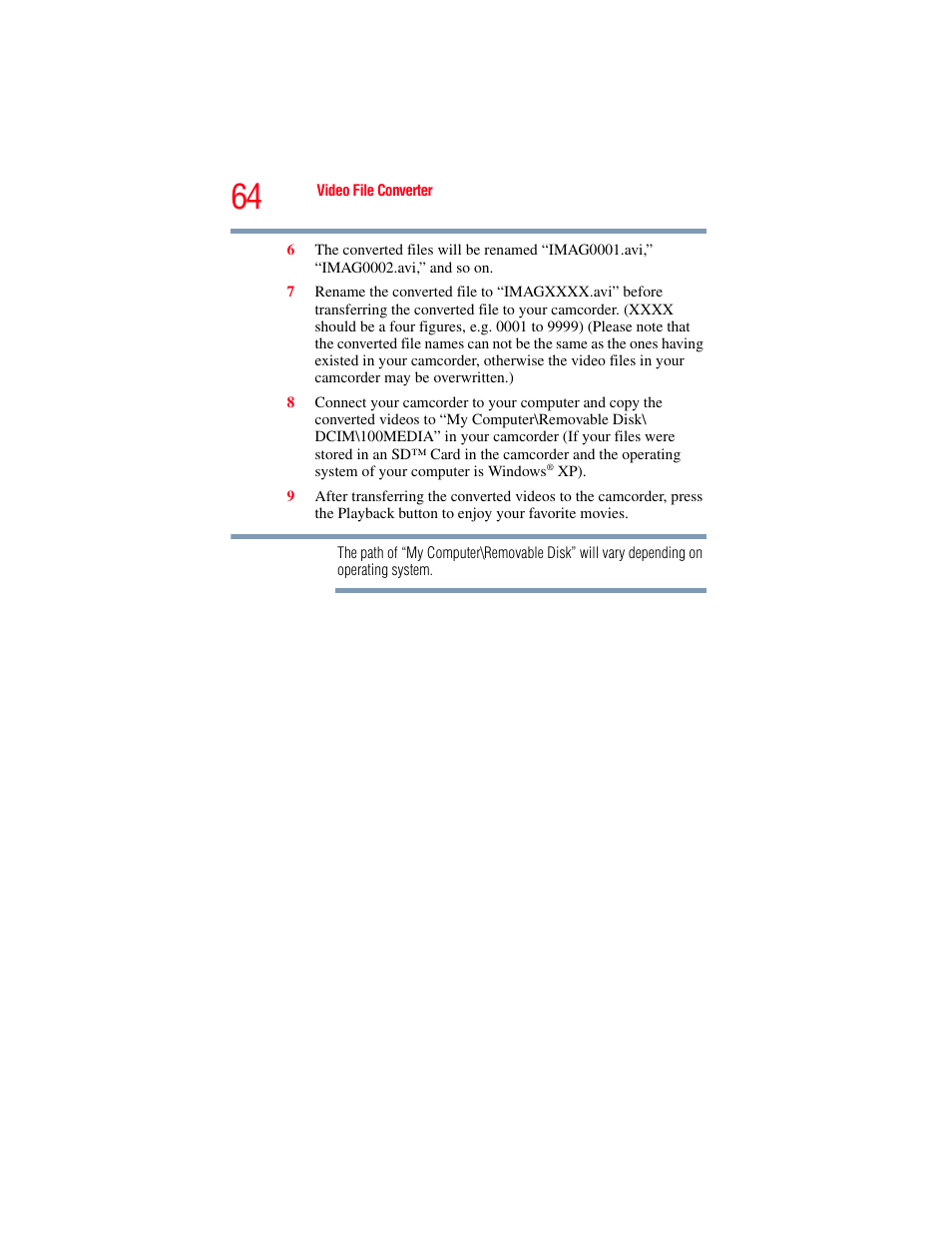 Toshiba Camileo S20 User Manual | Page 64 / 138