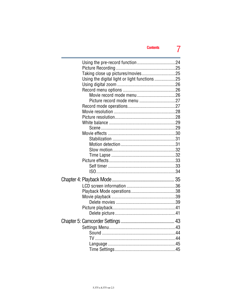 Toshiba Camileo S20 User Manual | Page 7 / 138