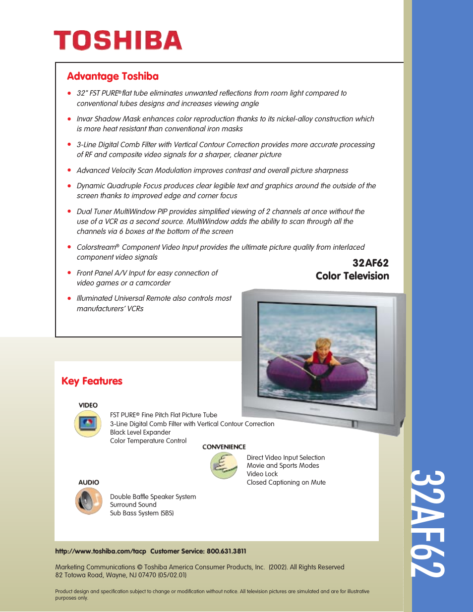 Toshiba 32AF62 User Manual | 2 pages