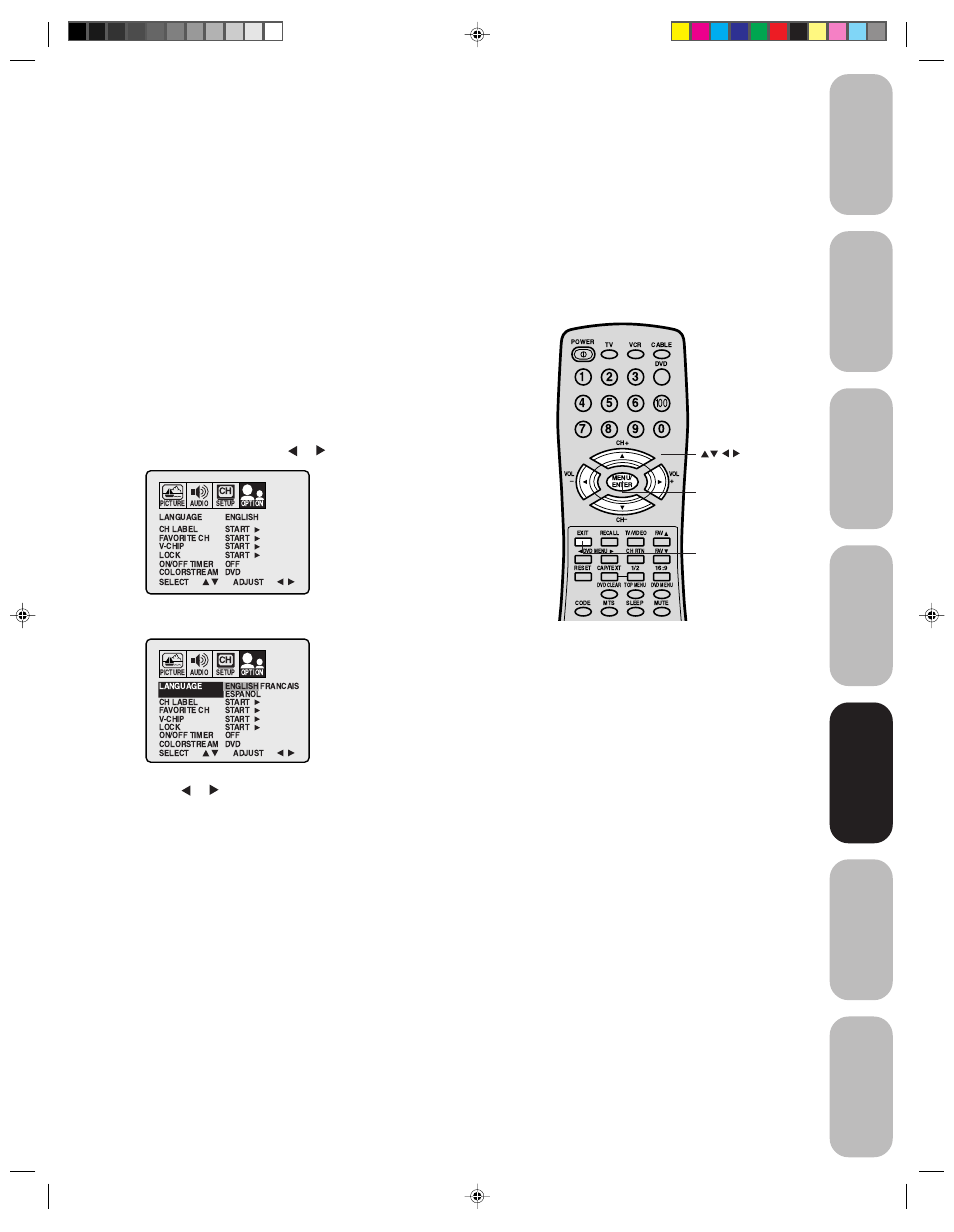 Setting up your tv, Changing the on-screen display language, Adding channels to the tv's memory | Setting up y our tv | Toshiba 14AF43 User Manual | Page 15 / 36