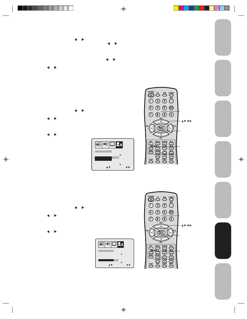 Locking video input / setting the game timer, Setting the game timer, Locking video input | Toshiba 14AF43 User Manual | Page 23 / 36