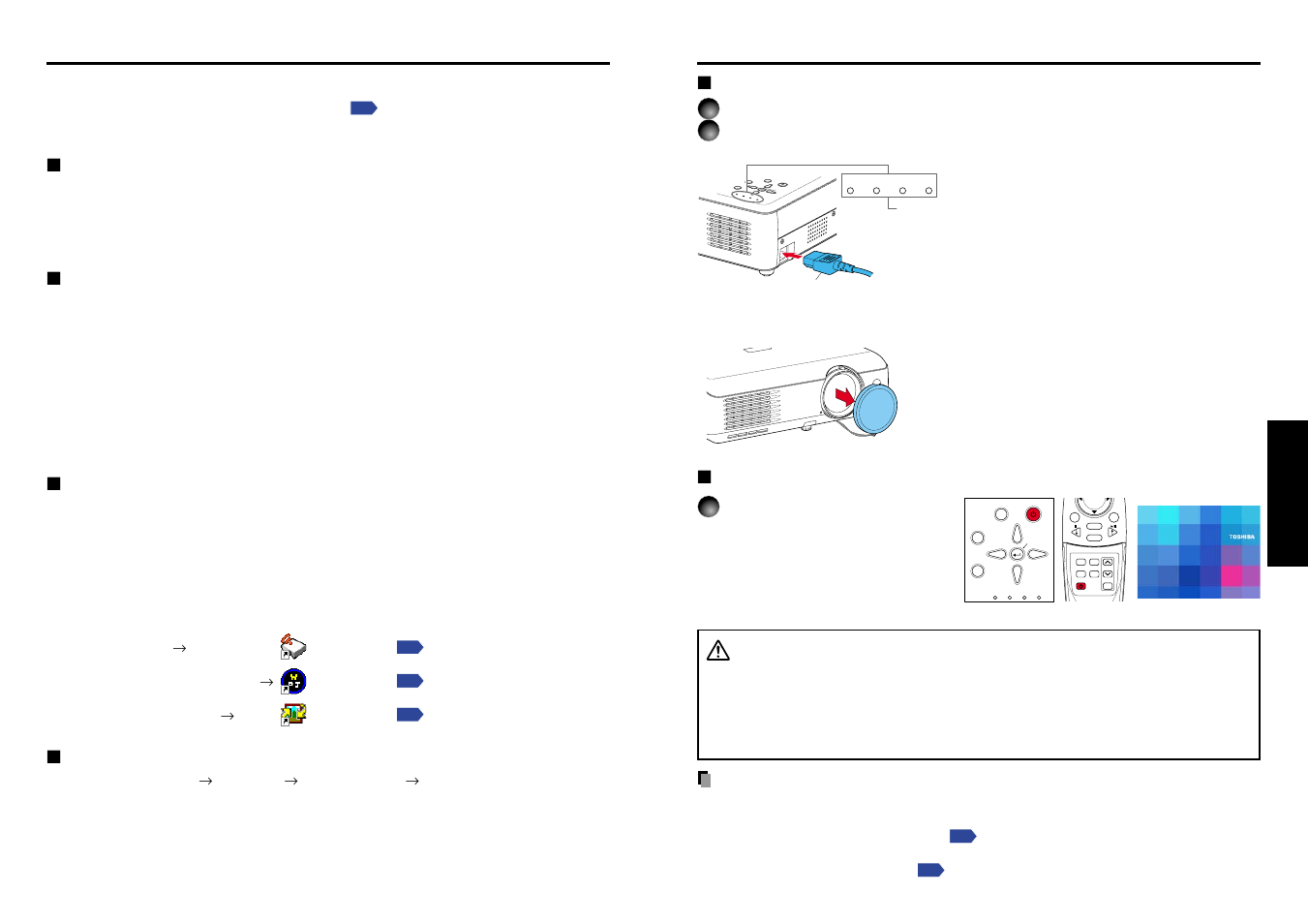 Installing the applications, Operations, Turning the power on and off | P.25, P.24 | Toshiba TLP T521E User Manual | Page 13 / 37