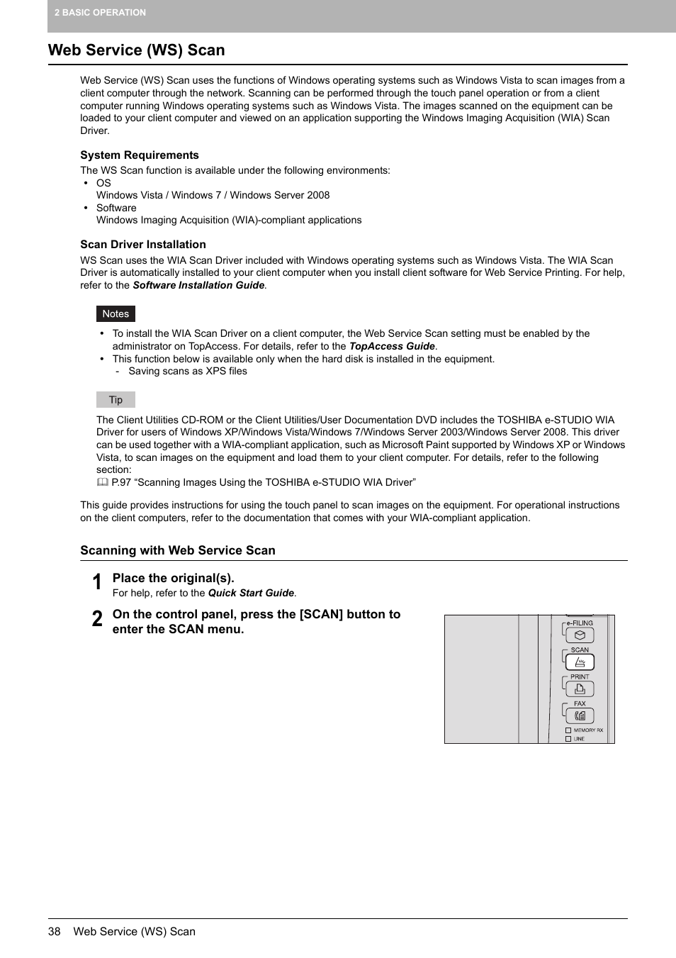 Web service (ws) scan | Toshiba e-STUDIO Multifunctional Digital Systems 356SE User Manual | Page 40 / 124