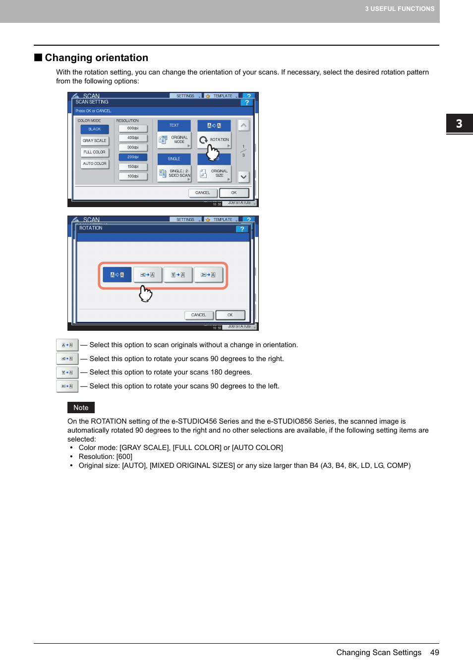 Changing orientation, P.49 “changing orientation | Toshiba e-STUDIO Multifunctional Digital Systems 356SE User Manual | Page 51 / 124