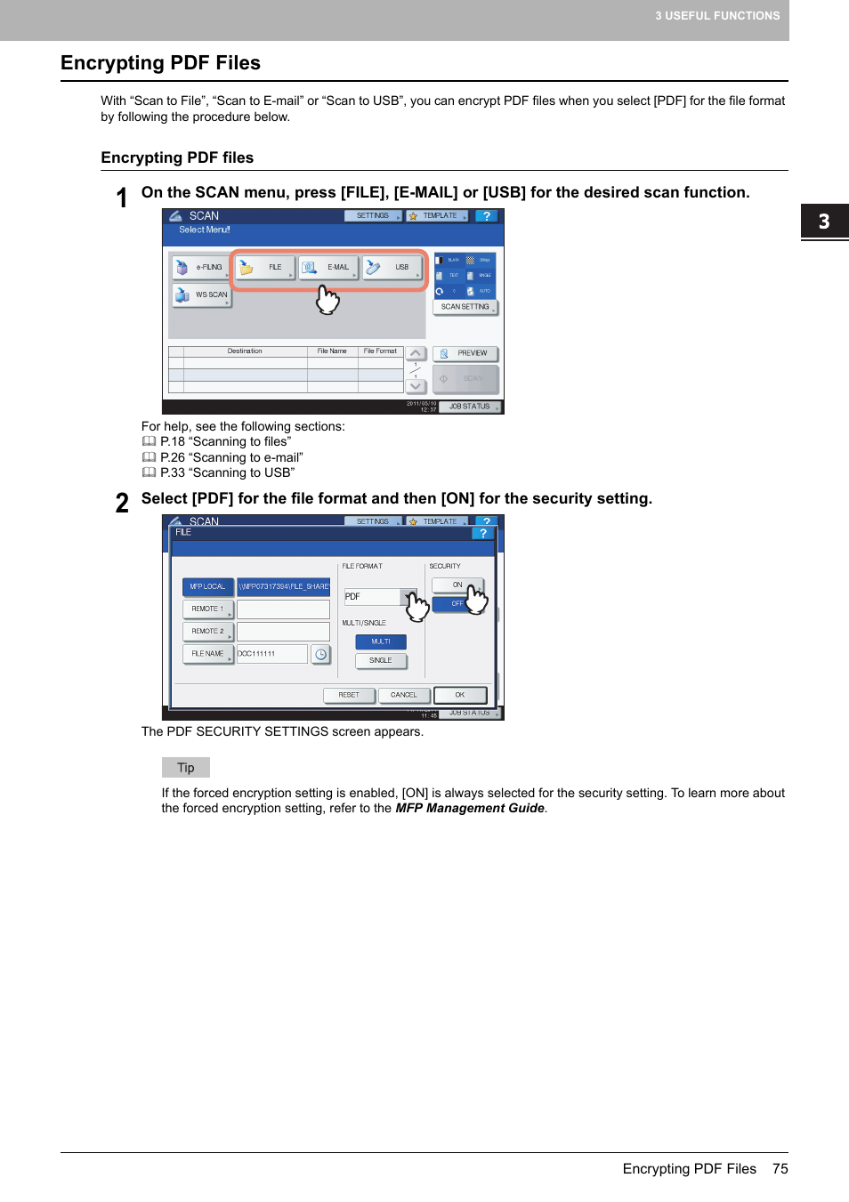 Encrypting pdf files | Toshiba e-STUDIO Multifunctional Digital Systems 356SE User Manual | Page 77 / 124
