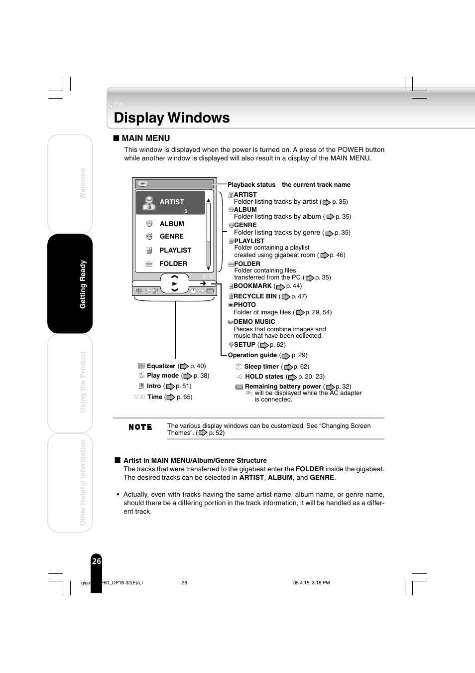 Display windows | Toshiba MEGF40 User Manual | Page 26 / 75