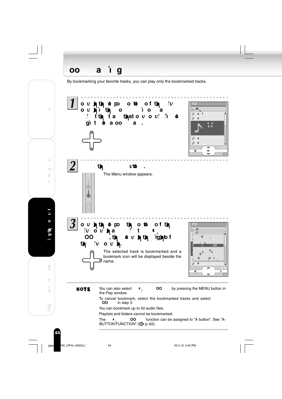 Bookmarking | Toshiba MEGF40 User Manual | Page 44 / 75