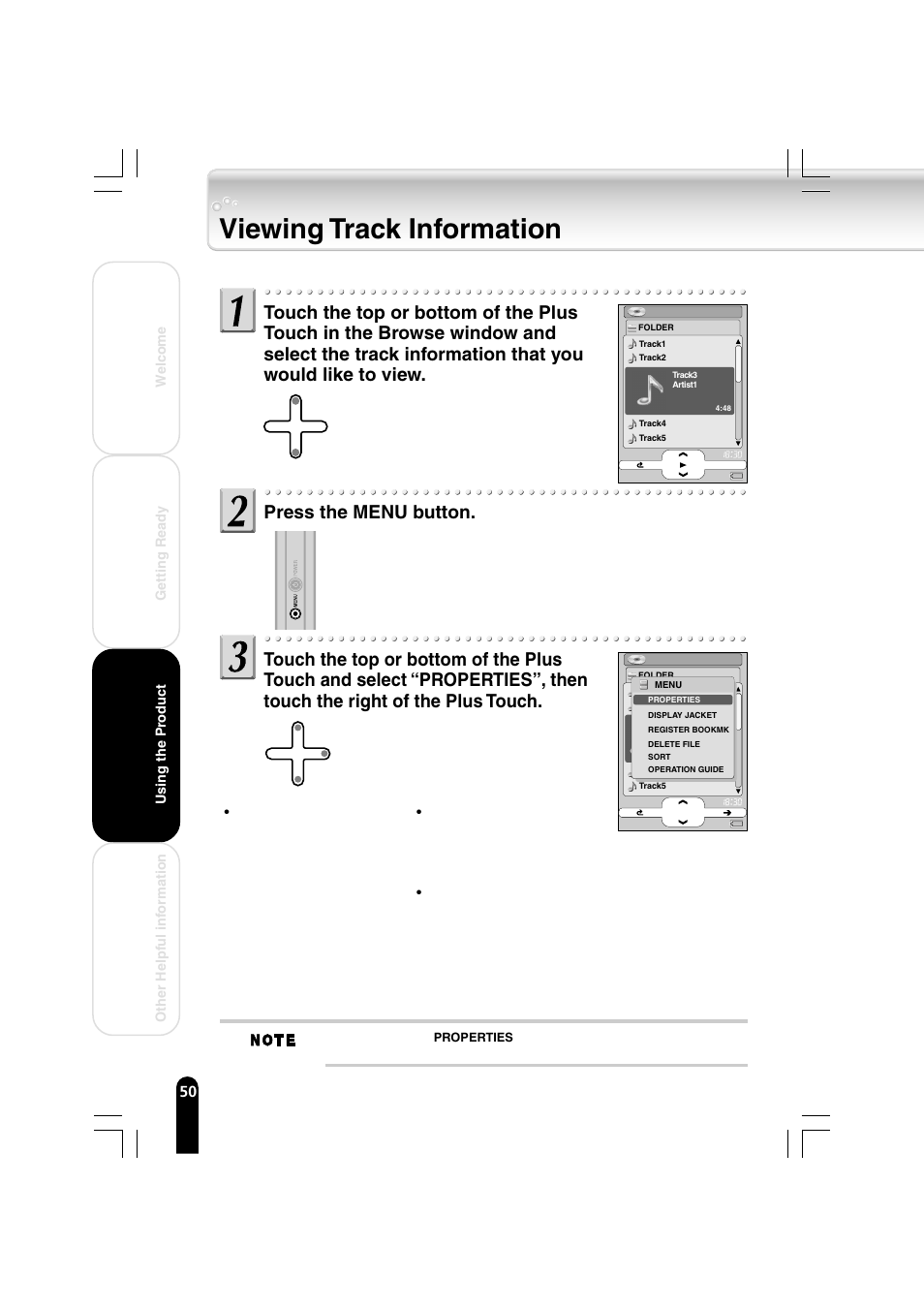 Viewing track information | Toshiba MEGF40 User Manual | Page 50 / 75