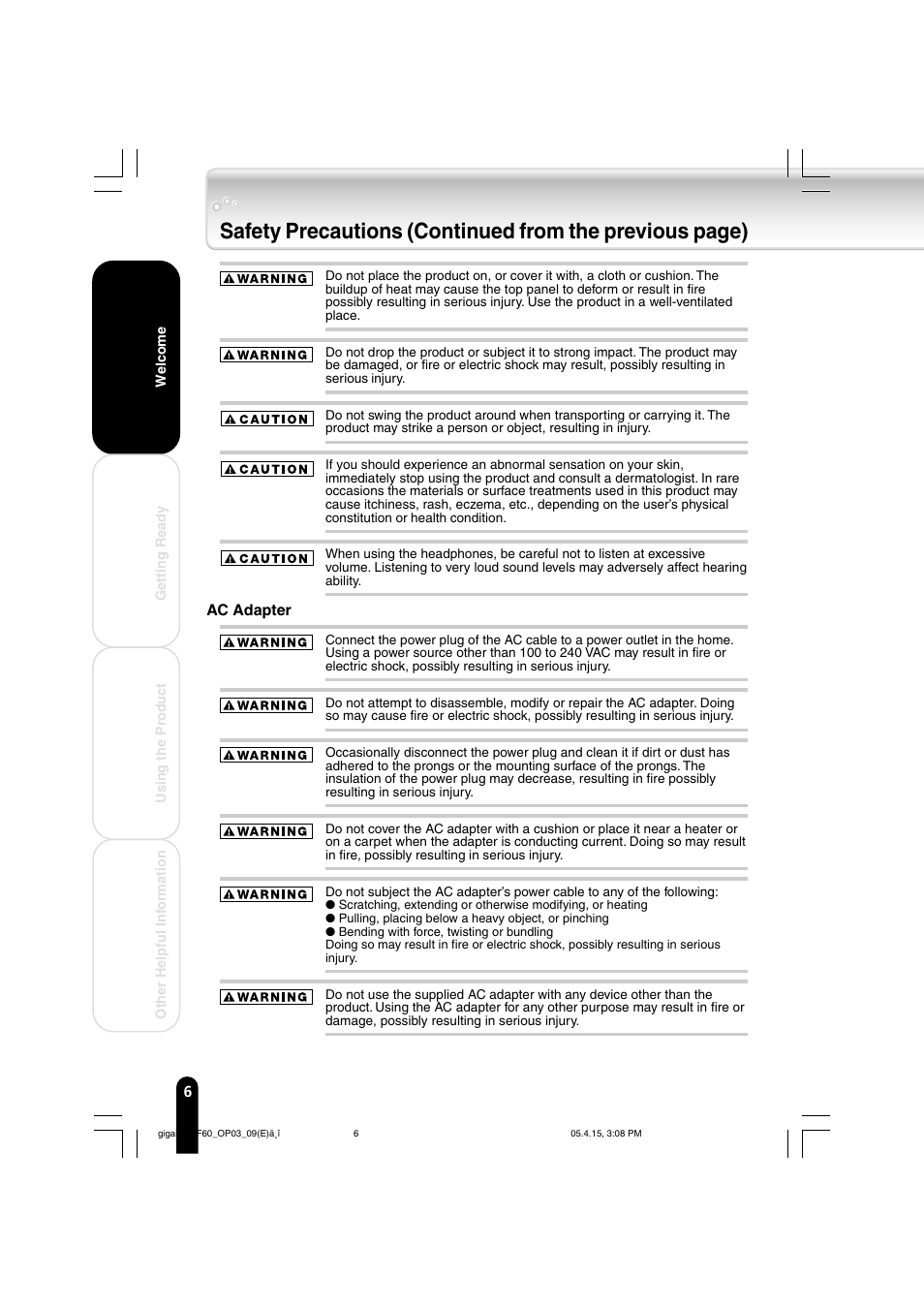 Toshiba MEGF40 User Manual | Page 6 / 75