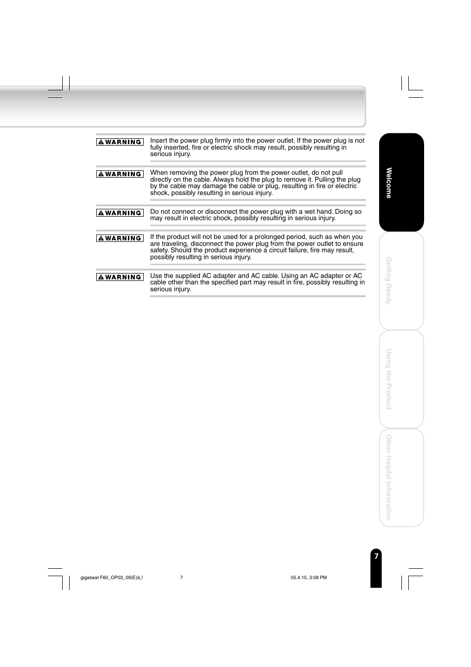 Toshiba MEGF40 User Manual | Page 7 / 75