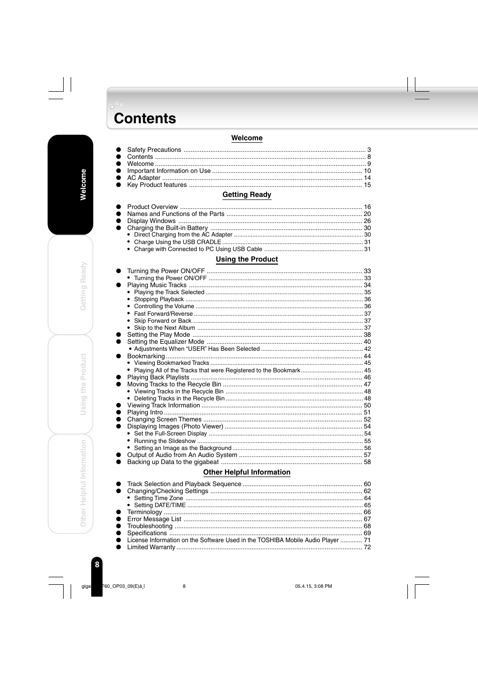 Toshiba MEGF40 User Manual | Page 8 / 75