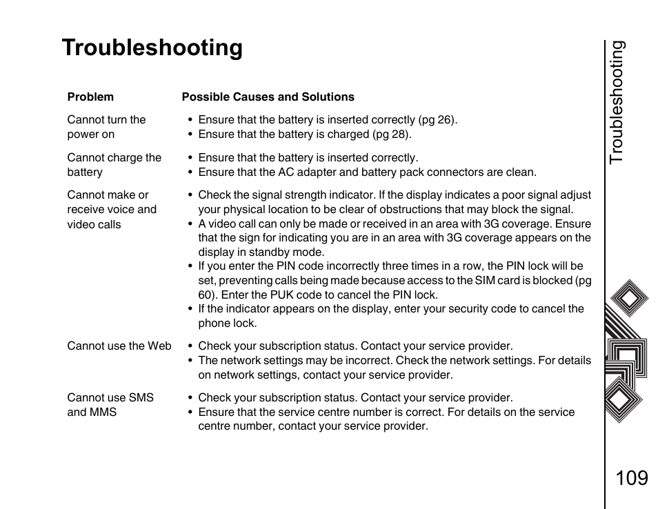 Troubleshooting 109, Troubleshooting | Toshiba G500 User Manual | Page 110 / 123