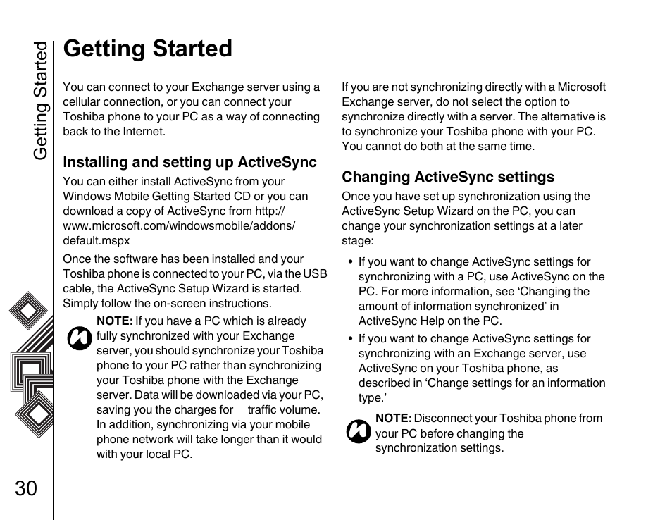 Getting started | Toshiba G500 User Manual | Page 31 / 123