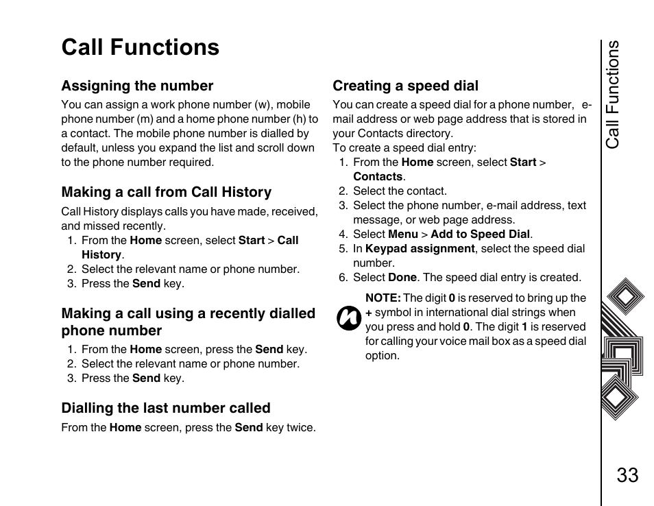 Call functions | Toshiba G500 User Manual | Page 34 / 123