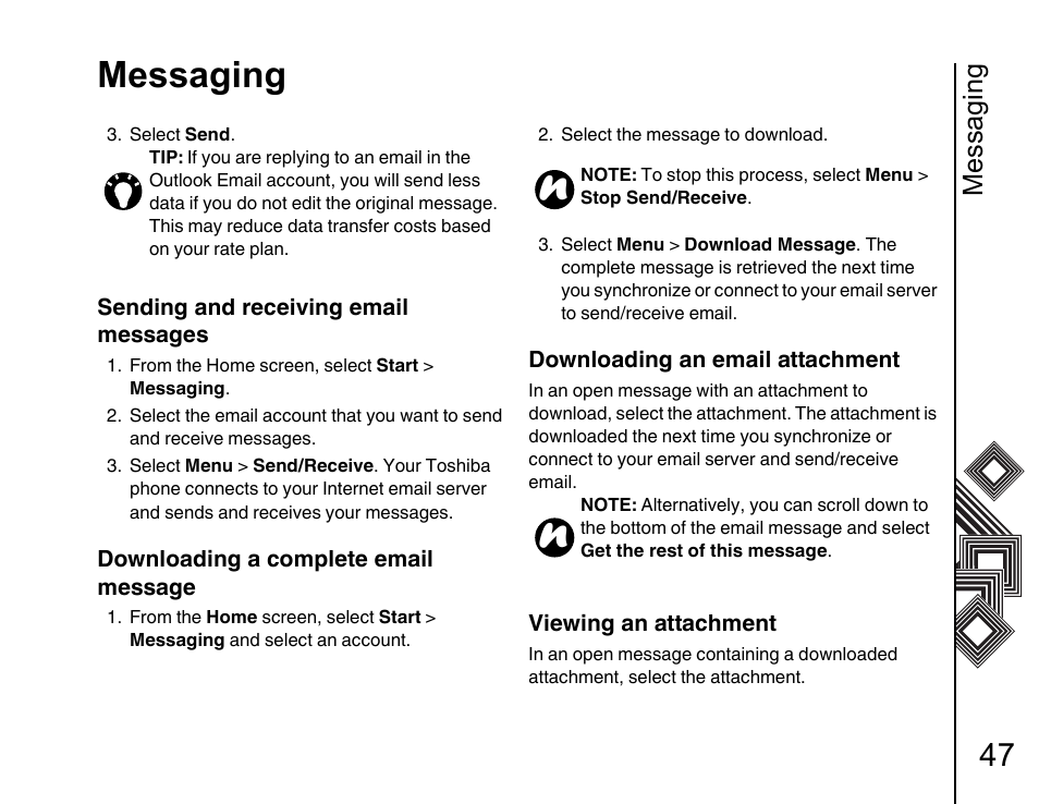Messaging | Toshiba G500 User Manual | Page 48 / 123