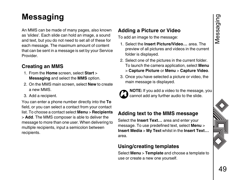 Messaging | Toshiba G500 User Manual | Page 50 / 123