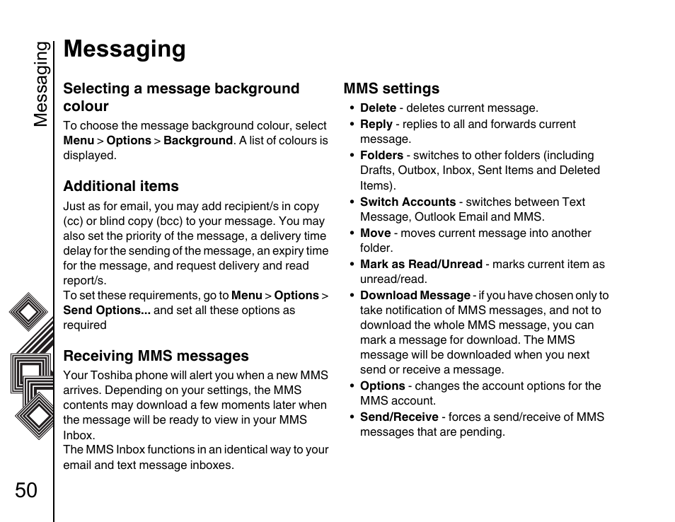 Messaging | Toshiba G500 User Manual | Page 51 / 123