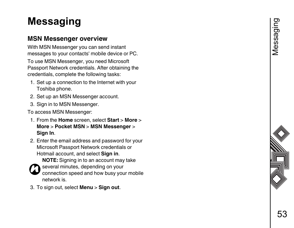 Messaging | Toshiba G500 User Manual | Page 54 / 123