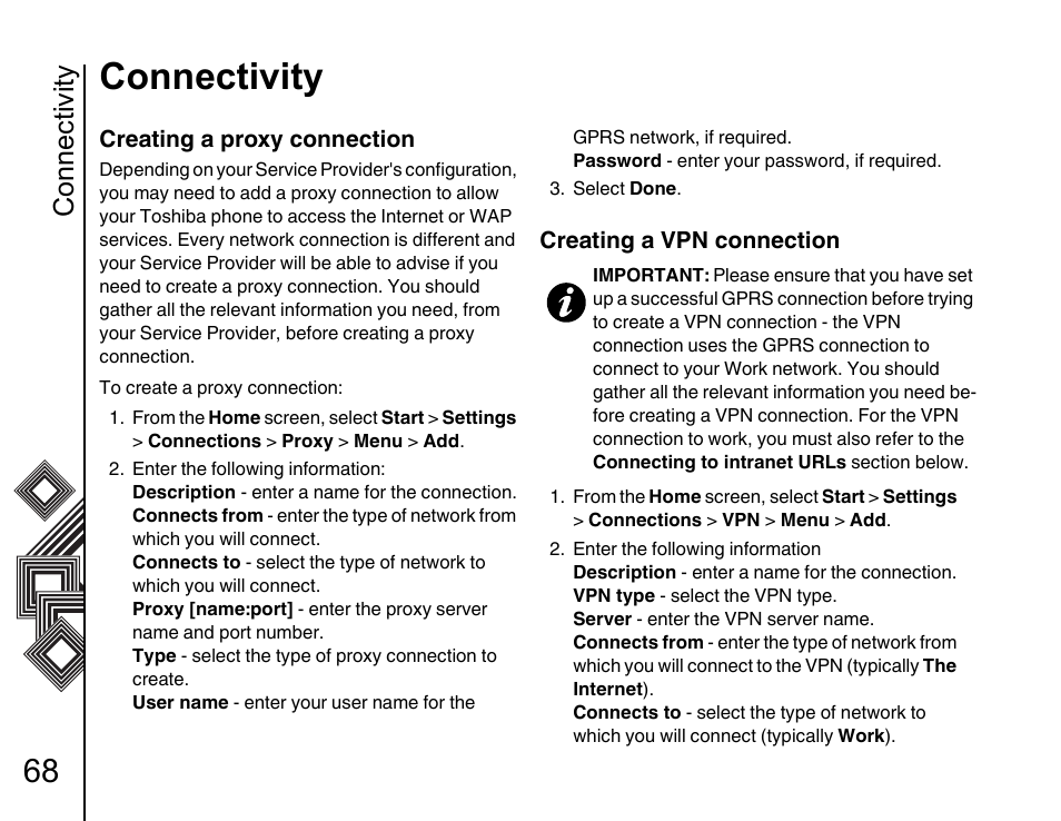 Connectivity | Toshiba G500 User Manual | Page 69 / 123