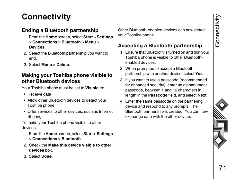 Connectivity | Toshiba G500 User Manual | Page 72 / 123