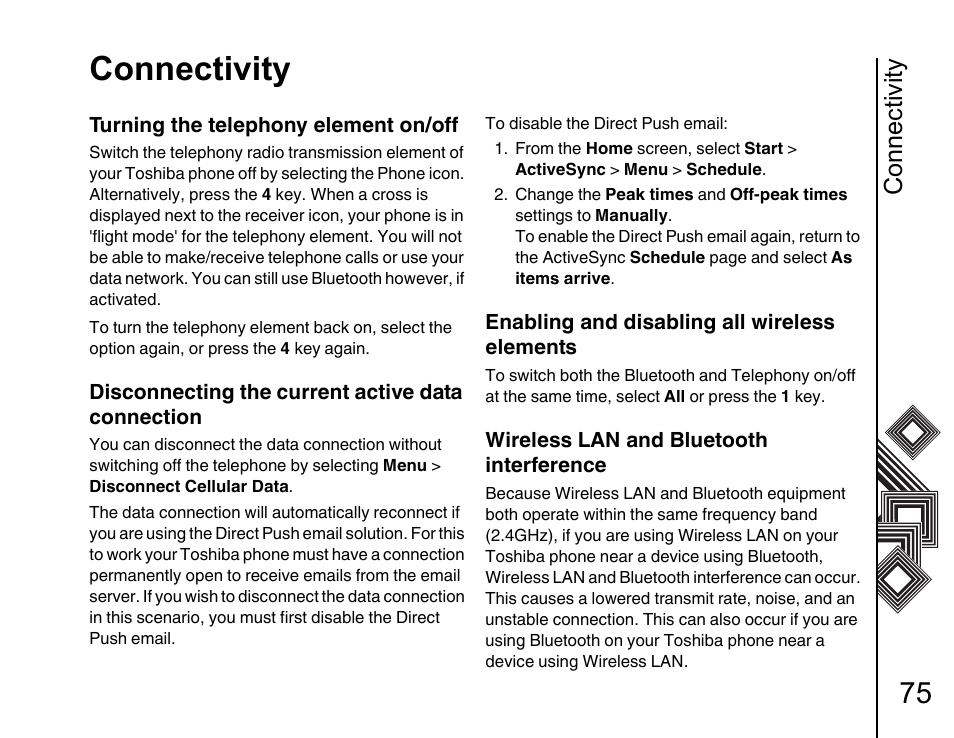 Connectivity | Toshiba G500 User Manual | Page 76 / 123