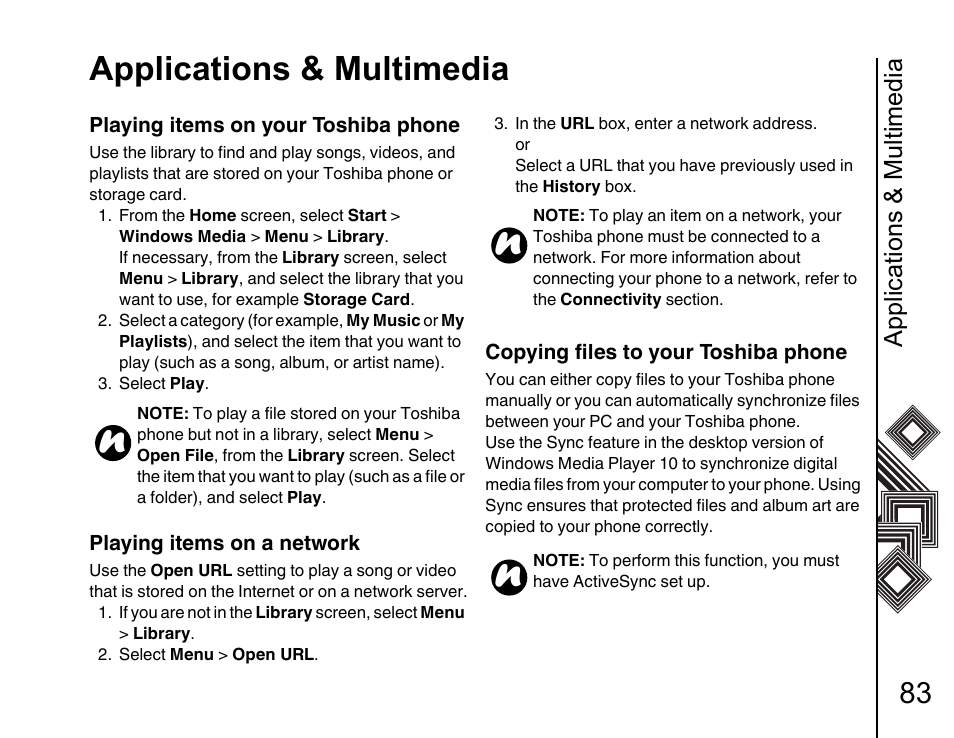 Applications & multimedia | Toshiba G500 User Manual | Page 84 / 123